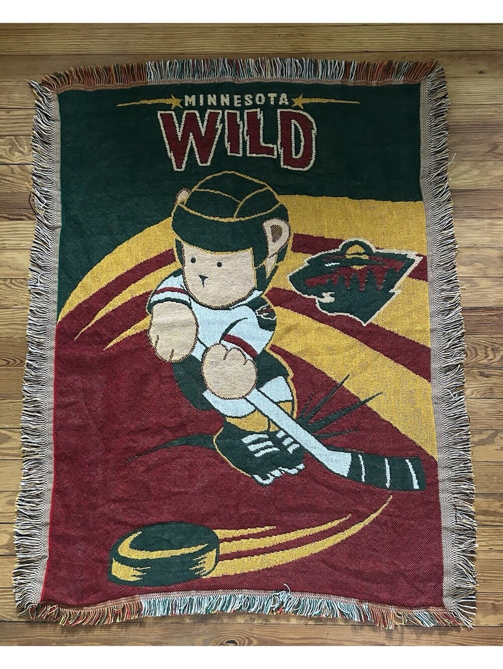 Vintage Minnesota Wild Hockey Throw Blanket 44x32